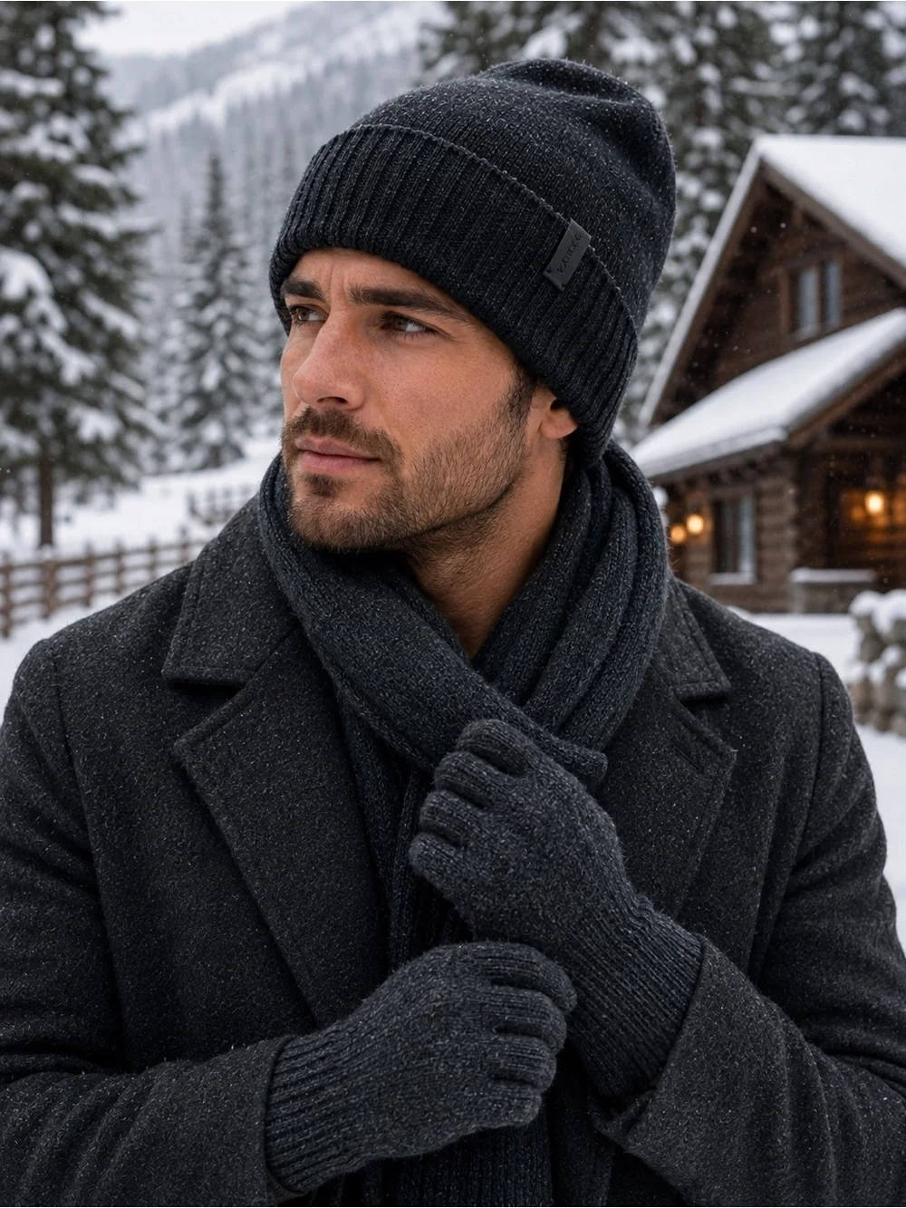 Vince Gift Set Merino Wool Cashmere Touch Tech Beanie Gloves Charcoal NWT Unisex